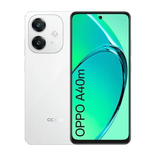 OPPO A40 m Smartphone livre, 16 GB (8 GB + 8 GB) 256 GB, ecrã HD LCD 6,7", câmara 50 + 2 8 MP, Android, bateria 5100 mAh, carregamento rápido 45 W - branco