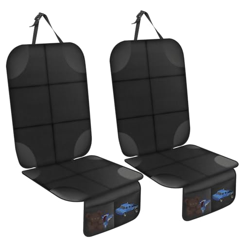 AiQInu Protetor de assento de carro, 2 peças impermeável antiderrapante compatível Isofix protetor de assento de carro de criança com 2 bolsos de armazenamento para assento de carro em couro e tecido