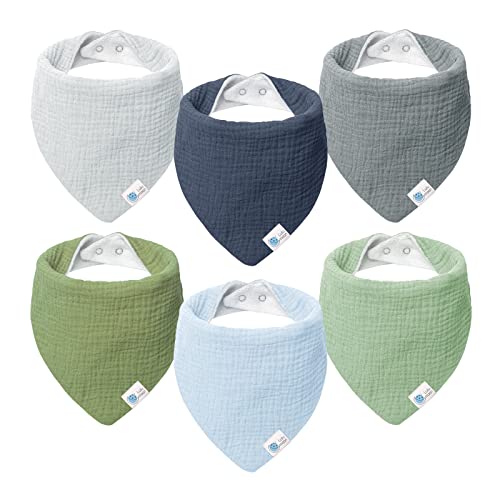 Lulu moon Babete triangular para bebé, musselina para bebé, para meninos e meninas, 6 unidades