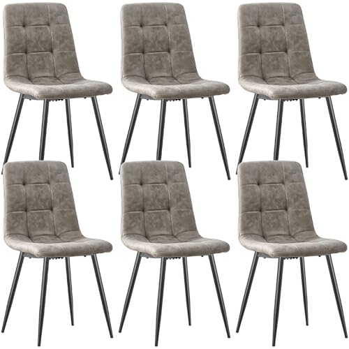 ANVOFONG Pack de 6 cadeiras de sala de jantar, tecido técnico cadeiras cozinha, com base metálica cadeira acolchoada, cadeiras sala de estar, adequado para salas de jantar, salas, cozinhas, quartos,
