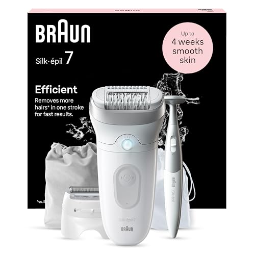 Braun Silk-épil 7, Depiladora elétrica para uma eliminação fácil do cabelo, pele macia duradoura, 7-241, branca/prateada