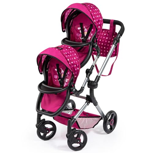 Bayer Design 26267AA Carrinho de punho para bebés, carrinho de passeio para bonecos, ajustável em altura, dobrável, com bolsa de tiracolo compatível com cadeira de carro EasyGo