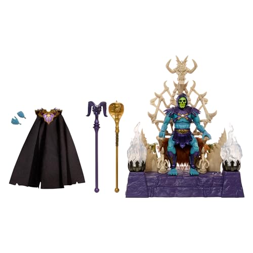 Masters of the Universe MOTU Masterverse Skeletor, figura de ação do vilão com trono de osso, Báculo de Havok, Báculo e capa, presente de brinquedo para meninos e meninas + 6 anos, HXX63