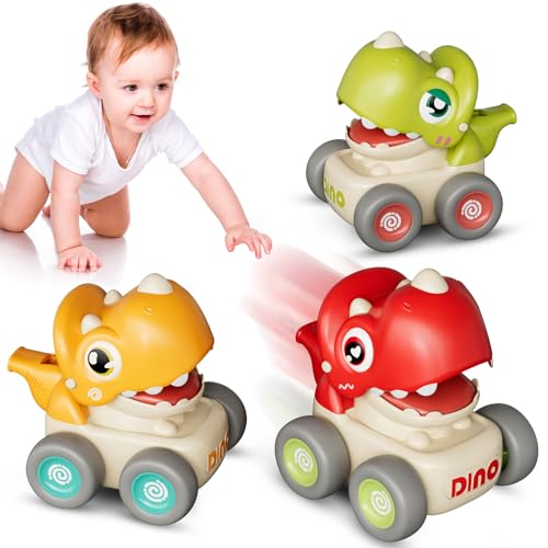 MOONTOY Carros para crianças de 1-2 anos, Press-and-Go carros brinquedo para crianças pequenas de 12 3 anos, 3 peças animais carro brinquedo bebé, grande presente para crianças de 12 18 24 meses