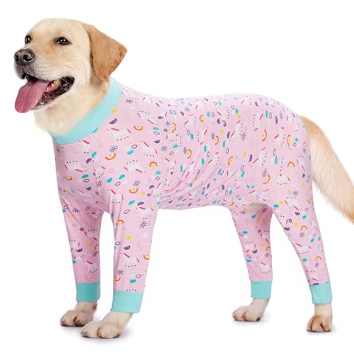Oslueidy Fato de recuperação para cães pijama - fato de cirurgia para cães grandes e médios (azul rosa, 6XL)