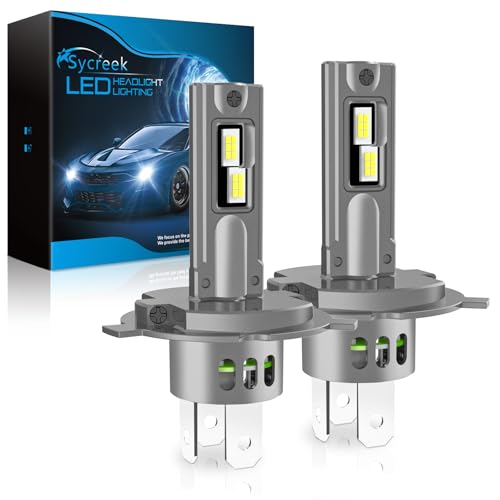 Sycreek H4 LED HB2 9003 HS1 24000LM 90W, lâmpada LED H4 1:1 mini design 6500K branco frio, kit de conversão halogénio, lâmpada para faróis de carro ou mota de 12 V