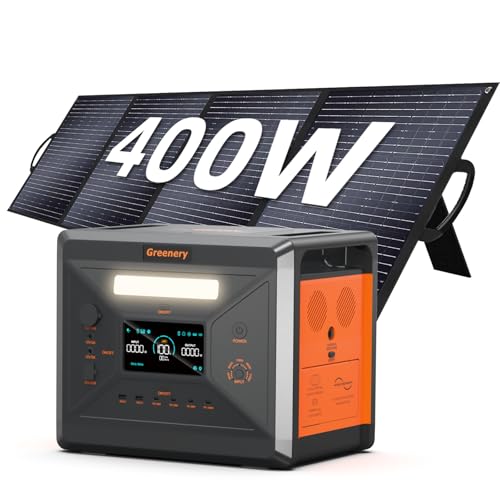 Greenery 2500 W Estação de energia portátil, 2304 Wh grupo gerador solar, LiFePO4 central elétrica portátil, estação de energia, acumulador de energia, Power Station para campismo (G2500 + 400 0W