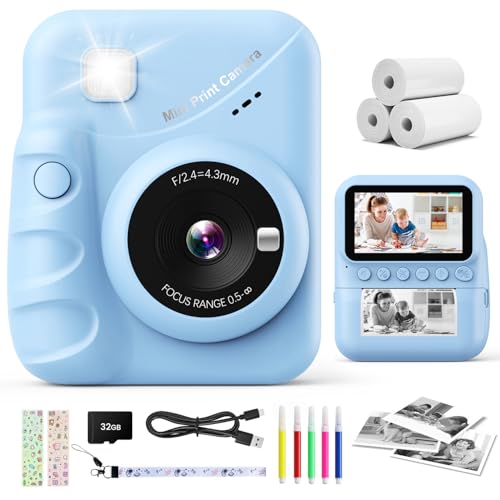 CalineGam Câmara com fotos infantis instantâneas, ecrã HD de 3,0" 48MP câmara instantânea crianças com cartão de 32 GB, 1080P câmara infantil digital crianças, presente para meninos e meninas 3 a 12