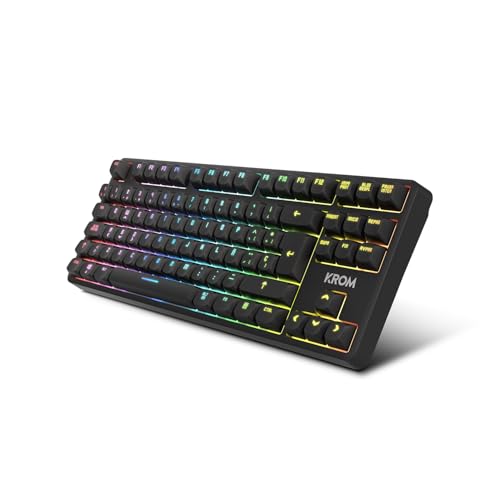 KROM Kernel Pro - Teclado Gaming mecânico RGB 18 efeitos, Bluetooth 5.3, 2,4 GHz e USB, formato TKL, interruptores intercambiáveis, capa removível, Layout espanhol, cor preta ou branca