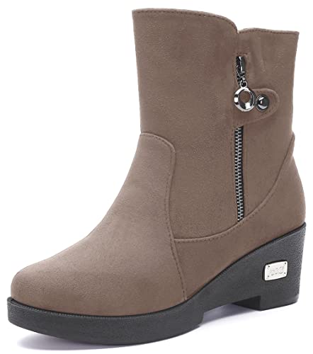 Gaatpot Botas para inverno mulher botins de neve quentes forradas sapatos com salto cunha antiderrapante botas 35-41EU