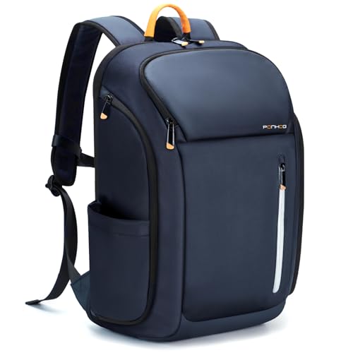 Ponhog Mochila portátil para homem 17,3 polegadas - mochila de negócios anti-roubo impermeável 900D com grande abertura de 180°, capacidade 30 l para viagem, trabalho, comutação, azul