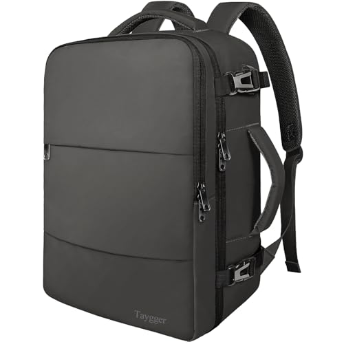 Taygeer Mochila de bagagem de mão, avião, 55 x 35 x 25 cm, compatível com Air France, mochila de viagem de grande capacidade com bolsa para sapatos e compartimento seco e húmido, mochila para portátil