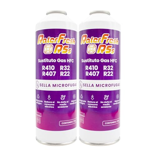 Gas Refrigerante Ralerfresh RS substituto de gás R410, R32, R407 e R22 recarga de gás refrigerante orgânico para ar condicionado Split ecológico eficiente recarga rápida (2 garrafas RSs)