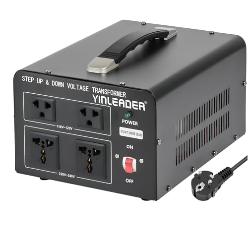 Yinleader 3000VA Conversor de voltagem - saída 110/220 volts CA - transformador de núcleo toroidal EUA de 3000 watts