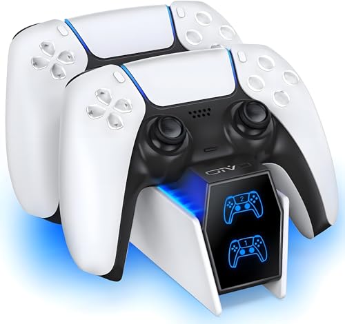 OIVO - Carregador para comando PS5, 2H rápido carregador ps5 com 2 tipos de cabo para comando PS5, estação de carregamento compatível com comandos DualSense Playstation 5