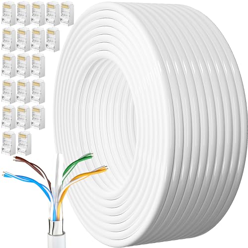 Cabo Ethernet de 100 m, Cat 6 cabo de rede exterior FTP revestido a granel bobina cabo Rj45 branco cabo internet de alta velocidade cabo Lan 250 MHz cabo de rede para roteador modem