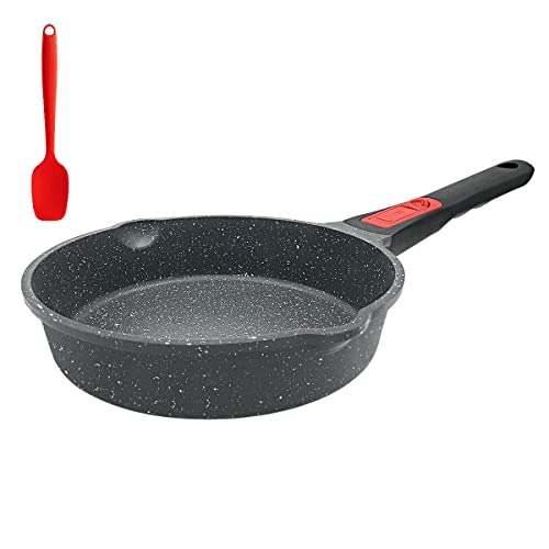 AIKENBBKK Frigideira antiaderente de 20 cm, frigideira de alumínio fundido para fritar com cabo removível, adequada para todas as placas, adequada para forno e máquina de lavar louça (preto)