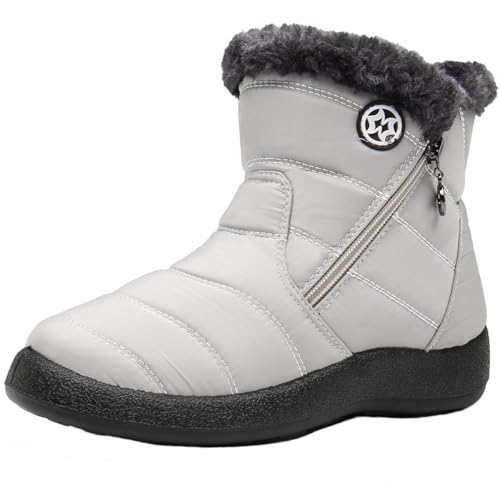 Botas de neve para mulher botins de inverno impermeável com fecho de correr forrado quentes botas sapatos ao ar livre ultraleve antiderrapante