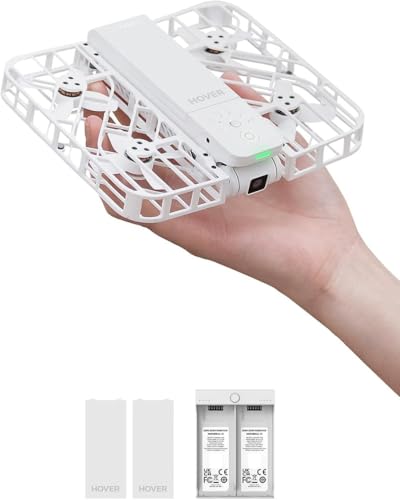 HOVERAir X1 drone com câmera, drone de bolso com vídeo HDR, descolagem da palma, rotas inteligentes de voo, modo siga-me, mini drone com controlo mãos livres, branco (combo Plus)