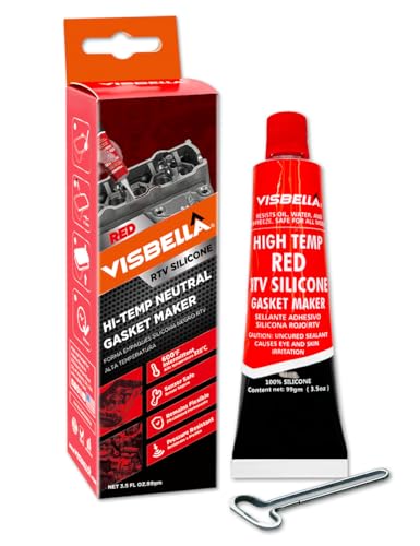 Visbella Fabricante de juntas de alta temperatura junta RTV neutra, óleo e água, flexível, junta de silicone, para reparação de motor 99 g (vermelho)