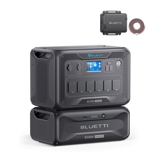 BLUETTI AC300 & B300K Gerador solar com carregador de 1, 2764,8 Wh LiFePO4, carregador de alternador de 560 W, 6 saídas CA (6000 W), 4,7 H carga total do carro, perfeito para campismo, RV, fuu. era de