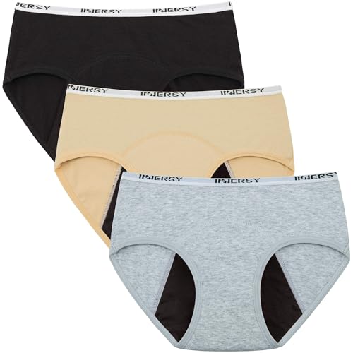 INNERSY Cuecas menstruais para menina roupa interior proteção algodão cuecas régua 8-16 anos pack de 3