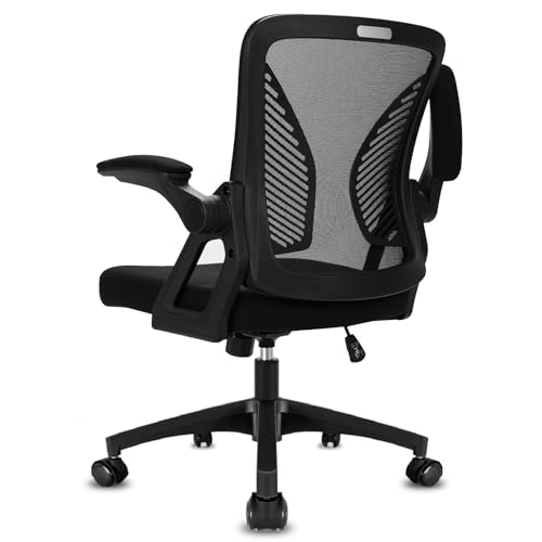 Milacyee Cadeira de escritório ergonómica, cadeira de secretária com apoios de braço ajustáveis, suporte lombar, regulável em altura, cadeira giratória de escritório com encosto de malha respirável