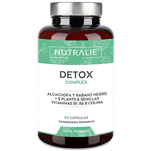 Detox Poderoso depurador e diurético, fígado cólon, Adelgaplus, com cardo-mariano dente-de-leão, alcachofra, 8 plantas e sementes, 90 cápsulas Nutralie