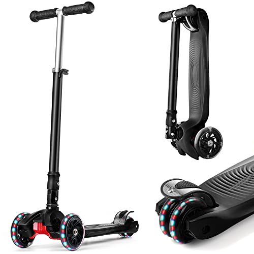 IMMEK Scooter dobrável infantil 3 rodas Scooter para 3 a 12 anos de menino e menina brinquedos e presentes, altura ajustável com três luzes LED luzes iluminadas roda mono carga máxima 50 kg