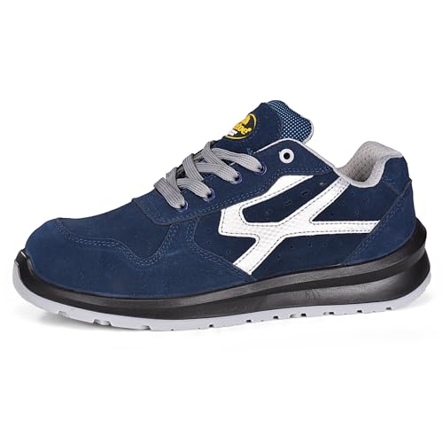 SAFETOE L7328 S1P Sapatos de segurança para homem e mulher, couro (composto, cano alto, leves, antiderrapantes, de trabalho, para construção e fábricas)