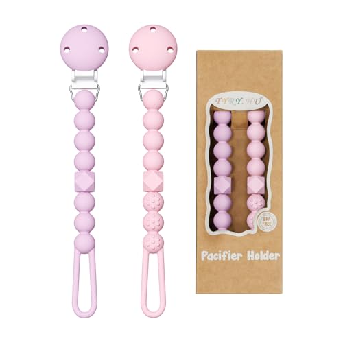 TYRY.HU Chupeteiro de silicone correntes chupeteiras bebé mordedor Soothie Clip suporte chupetas de uma peça pacote de 2 chupetas para meninos e meninas em BPA