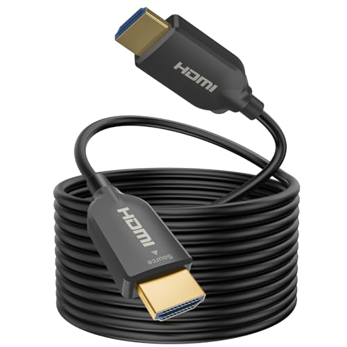 SOEYBAE Cabo HDMI de fibra ótica 50 m HDMI 2.0 4 k@60Hz HDR 4:4:4, ultra HD de alta velocidade 18 Gbps, 3D, ARC, HDCP 2.2