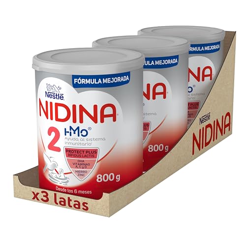 Nestlé NIDINA 2 leite de continuação em pó para bebés a partir dos 6 meses, 3 x 800 g