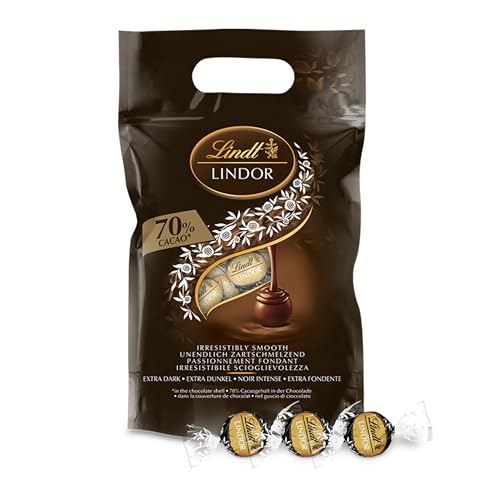 Lindt LINDOR bombons chocolate preto 70% , bombom com recheio de chocolate cremoso, chocolate para oferecer, para compartilhar, cerca de 80 bolas, 1 kg