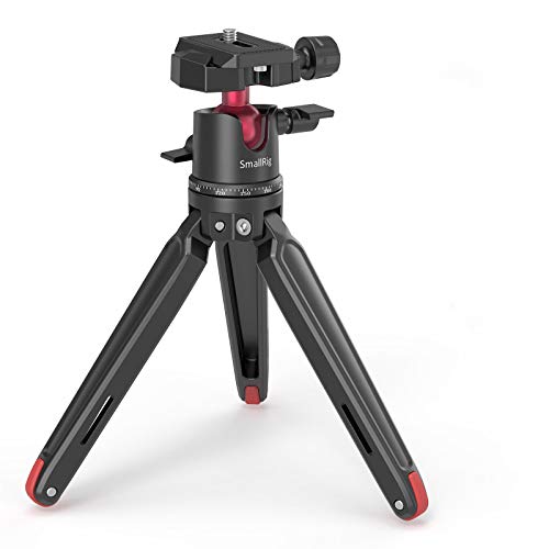 SMALLRIG Mini tripé de mesa de mesa atualizado com placa QR compatível para tipo de arca, cabeça de bola de 360° e parafusos portáteis de 1/4 para câmaras DSLR, telefone, Gopro - BUT2664