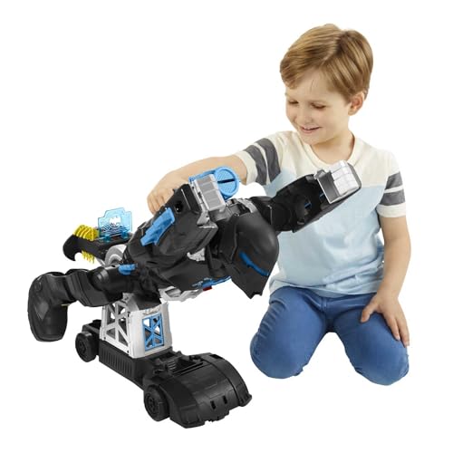 Fisher-Price Imaginext DC Super Friends Bat-robot com tecnologia Bat, robot 2 em 1 que se transforma e conjunto de jogos Batman com luzes e sons para meninos e meninas dos 3 aos 8 anos