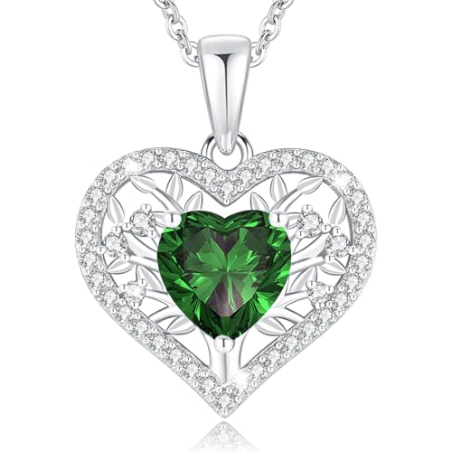 LAVUMO Collar Mujer Corazón Árbol de la Vida Joyas Mujer Plata de Ley 925 Regalos Originales Esposa Mamá Novia Navidad Cumpleaños Día San Valentín Regalo