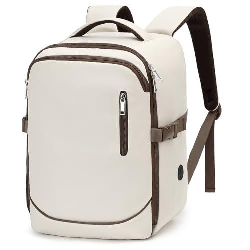 Yankony Mochila viagem cabine avion 40 x 20 x 25 para Ryanair 20 L Travel Backpack com bolso anti-roubo Cabin Bag bagagem de mão homem mulher, Branco
