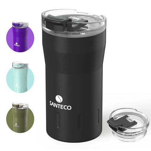 SANTECO Thermo Mug Caneca de café - caneca isotérmica de aço inoxidável 350/500 ml - design de boca larga para beber facilmente - à prova de fugas - ideal para viagens, escritório, desportos - sem BPA
