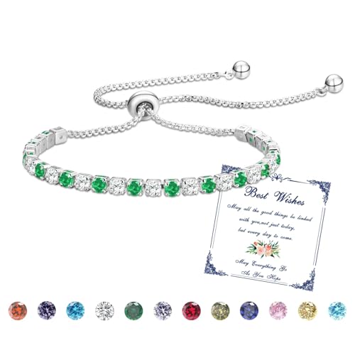 Esmoly Pulseira mulher pedras naturais pulseira pulseira de prata com 5A zircões e 12 pedras naturais ajustáveis presentes originais para mulher