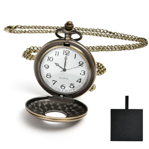 Vicloon Relógio de bolso vintage com corrente - presente antigo para aniversários, aniversário, Natal, dia do pai