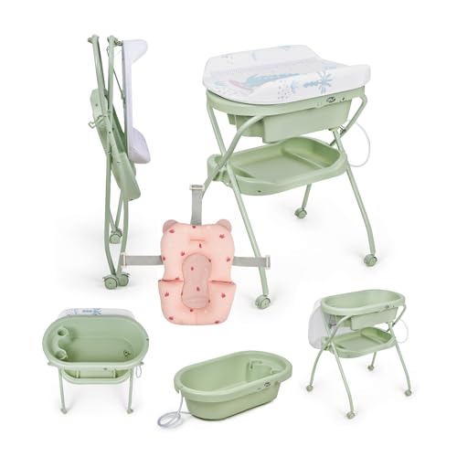 Ms Bubble redutor - banheira ergonómica para bebé com pernas e trocador impermeável acolchoado com fecho compacto, organizador, 4 rodas com travões.