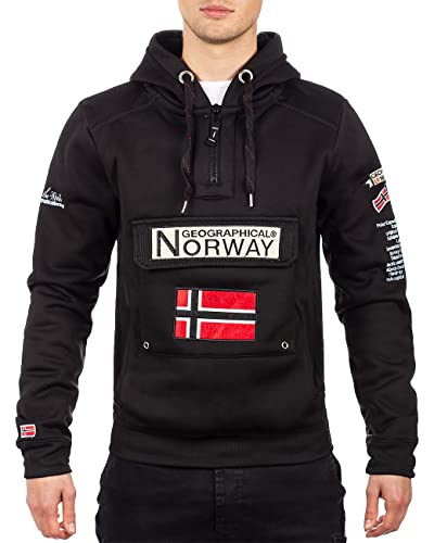 Geographical Norway para homem camisola com capuz, camisola com meia fecho e cintura, camisola com capuz de manga comprida, produção casual de BANS de lazer