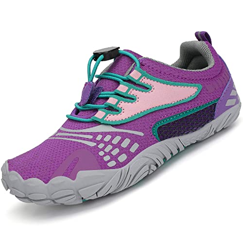 SAGUARO Calçado escalço crianças sapatilhas de trilho meninas respiráveis minimalistas sapatilhas de desporto para exterior interior, 24-36 UE