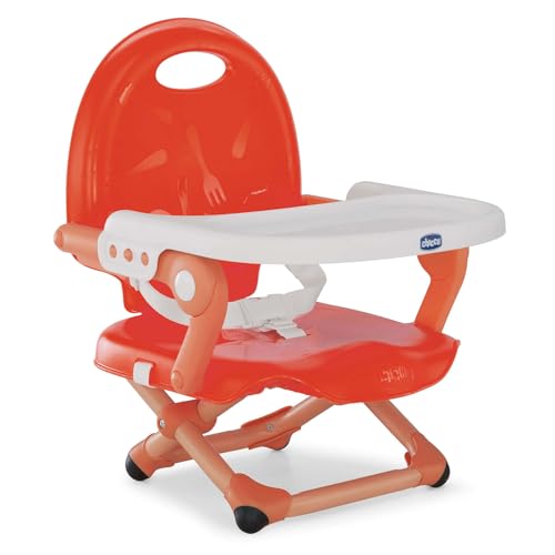 Chicco Pocket Snack Alçador de cadeira para crianças para comer, adequado de 6 meses até 3 anos (15 kg), cadeira de viagem portátil e ajustável para bebés, compacto e com bandeja desmontável -