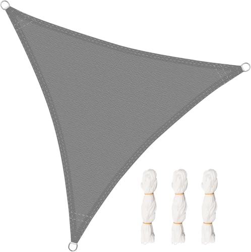 WOLTU Toldo vela de sombra triangular 4 x 4 m, HDPE respirável prevenção contra raios UV solar, proteção 85% resistente e para jardim, pátio, exterior areia, cinzento