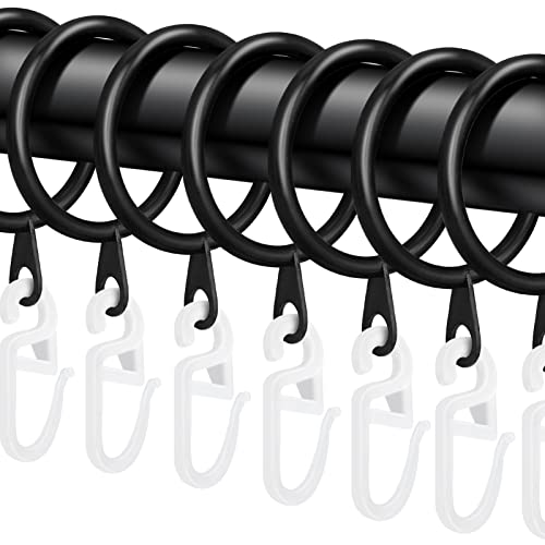 Rhsemi 40 peças anéis para cortinas de metal e ganchos de cortina de plástico branco, 30 mm de diâmetro, para cortina de janela, cortina de porta e cortina de duche (preto)