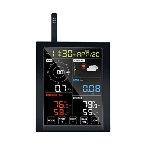 Ecowitt - Consola de estação meteorológica, ecrã LCD colorido wifi para interior, com botão tátil, acessórios, compatível com WS90, WS80, WS69 e outros sensores exteriores, funciona como passarela