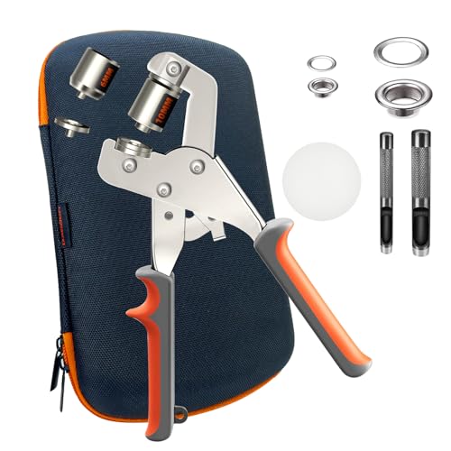 HAPDEN Rebitador de ilhós, kits de ilhós metálicos de 10 mm e 6 mm para lonas e tecidos, kits de ilhós para lonas com 100 ilhós (Ø 10 mm) e 100 ilhós (Ø 6 mm) e kits de ferramentas.