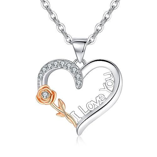 Tusuzik Colar de mulher colar infinito prata de lei 925 colar ajustável com 5 A branco / vermelho zircónio cúbico, jóias para mulher, Natal Dia dos Namorados presente de aniversário